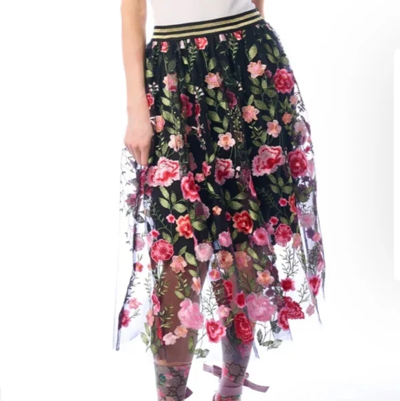 NWT Aratta Dark Rose Embroidered Skirt. Medium - Picture 2 of 14